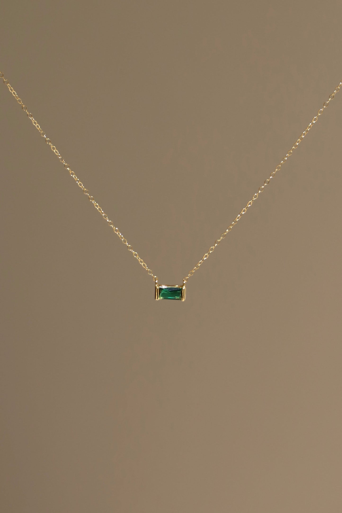 FLOATING EMERALD CZ BAGUETTE NECKLACE