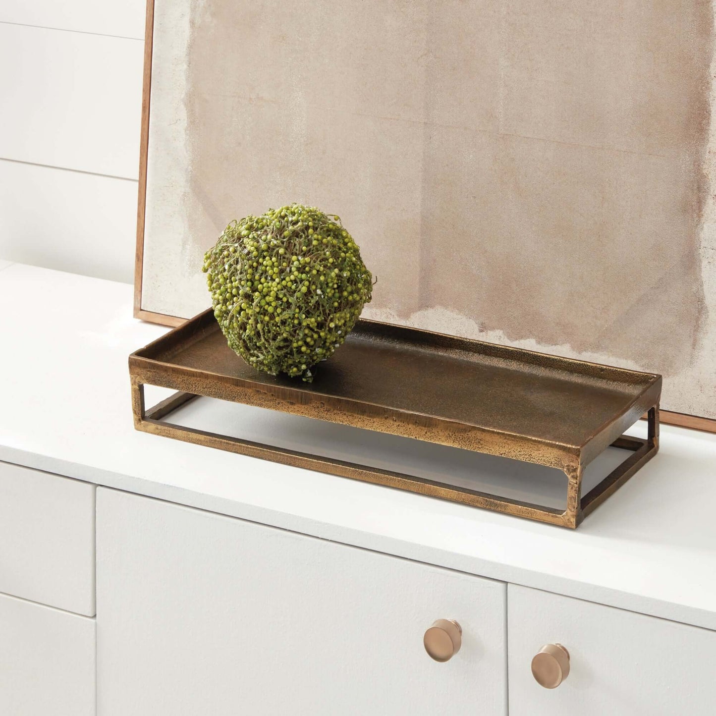 Antique Brass Raised Display Tray