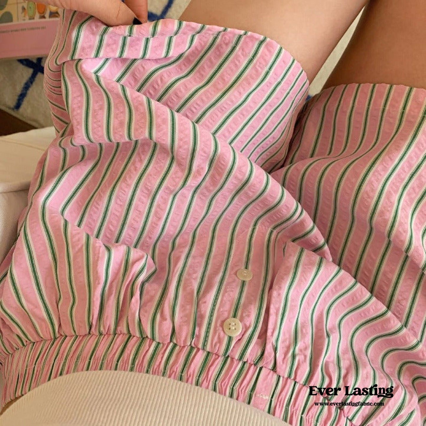 Candy Stripe Shorts Lounge Bottoms / Blue