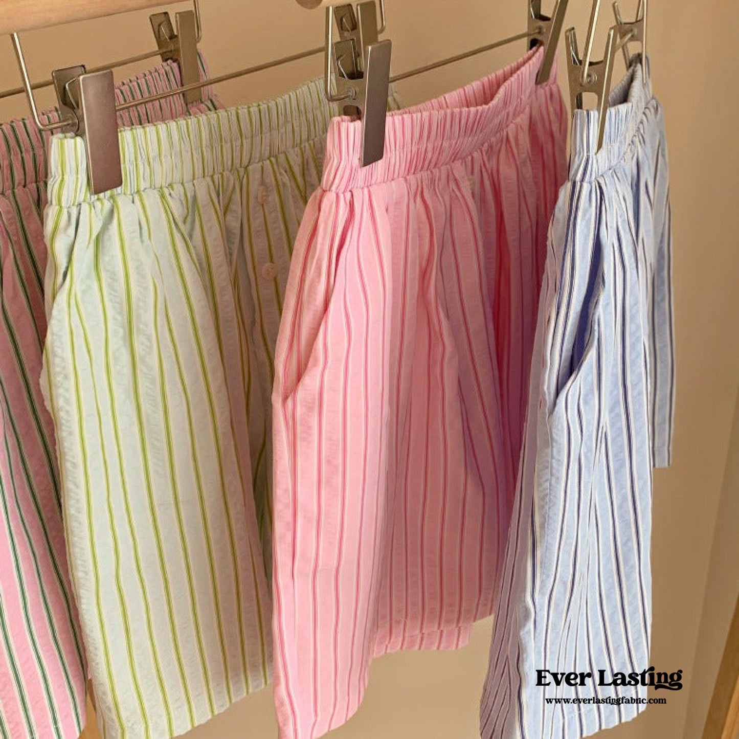 Candy Stripe Shorts Lounge Bottoms / Blue