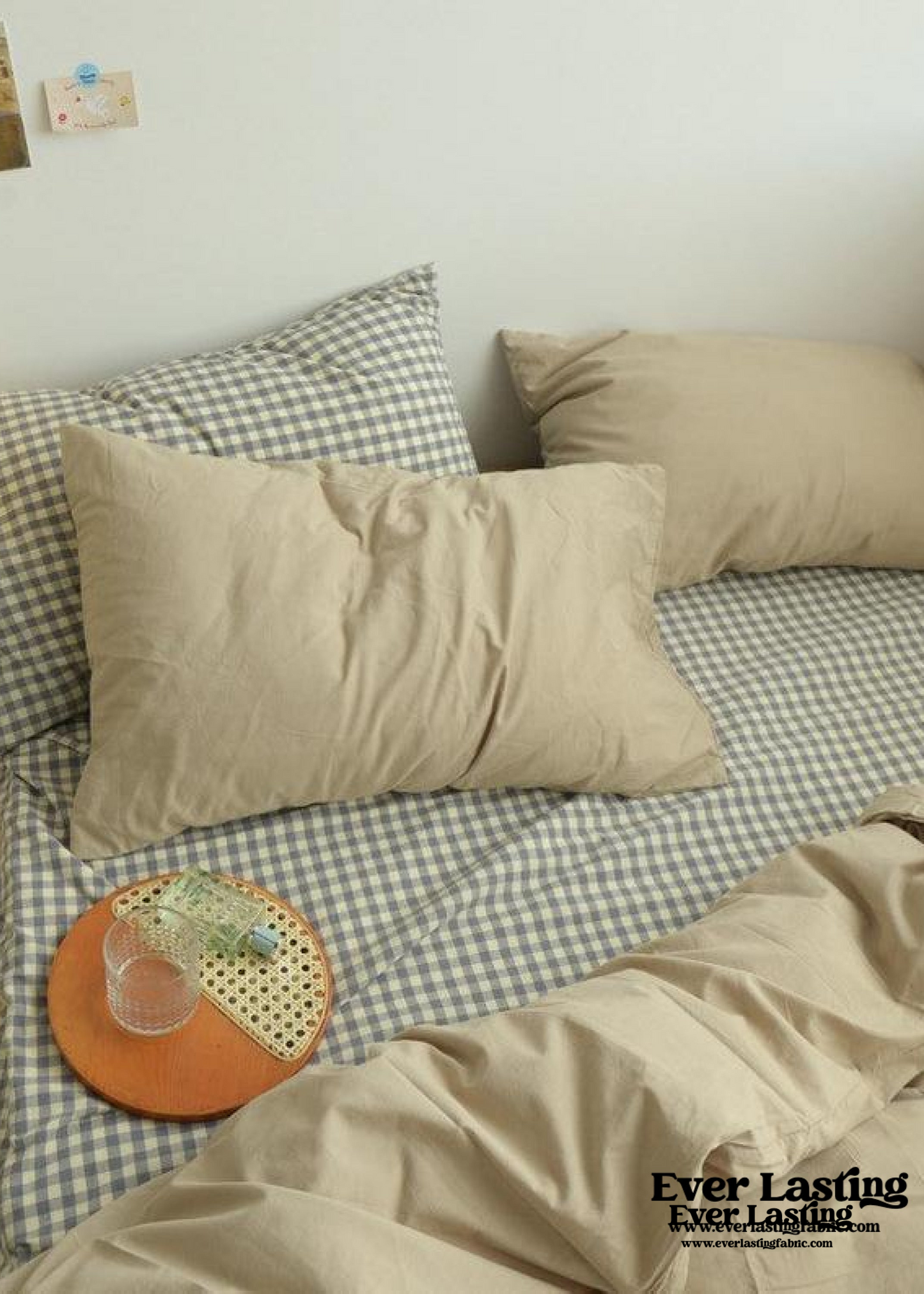 Checkered Bedding Set / Caramel Brown
