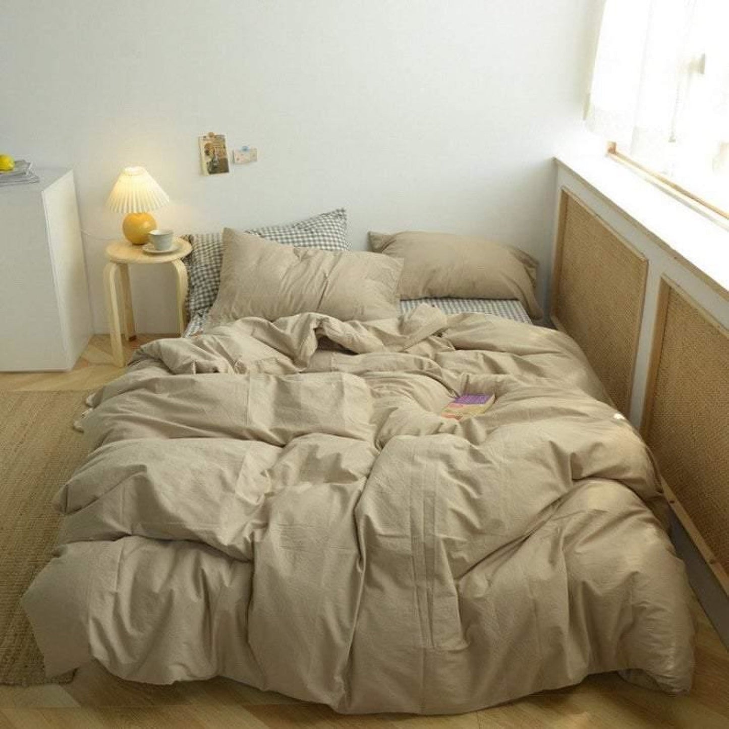 Checkered Bedding Set / Caramel Brown