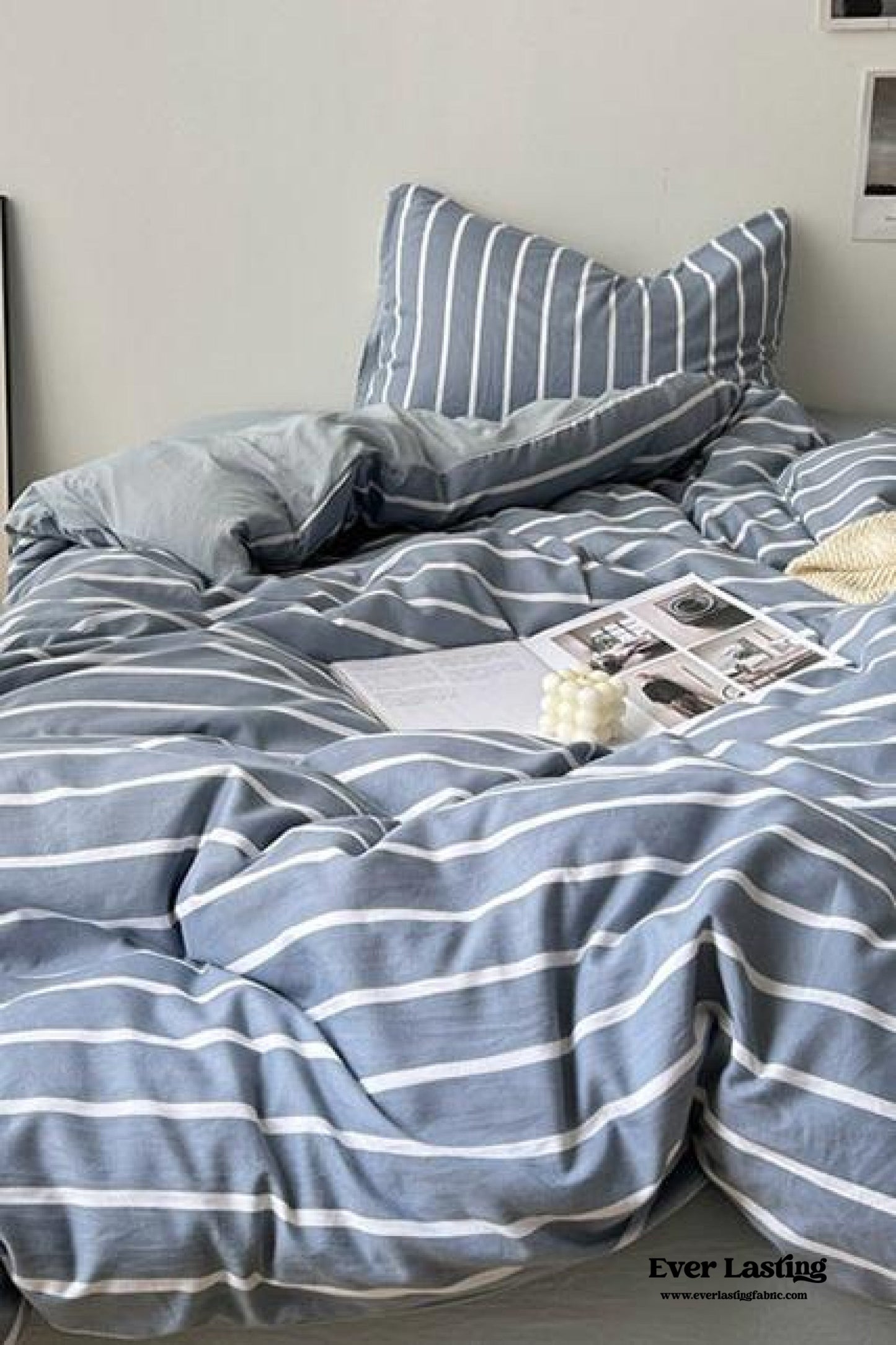Clean Cut Bedroom Bedding Set / Striped Blue