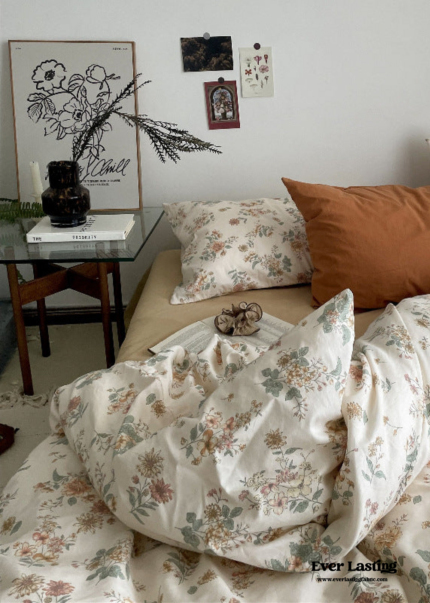 Cottage Floral Bedding Set / Orange Beige