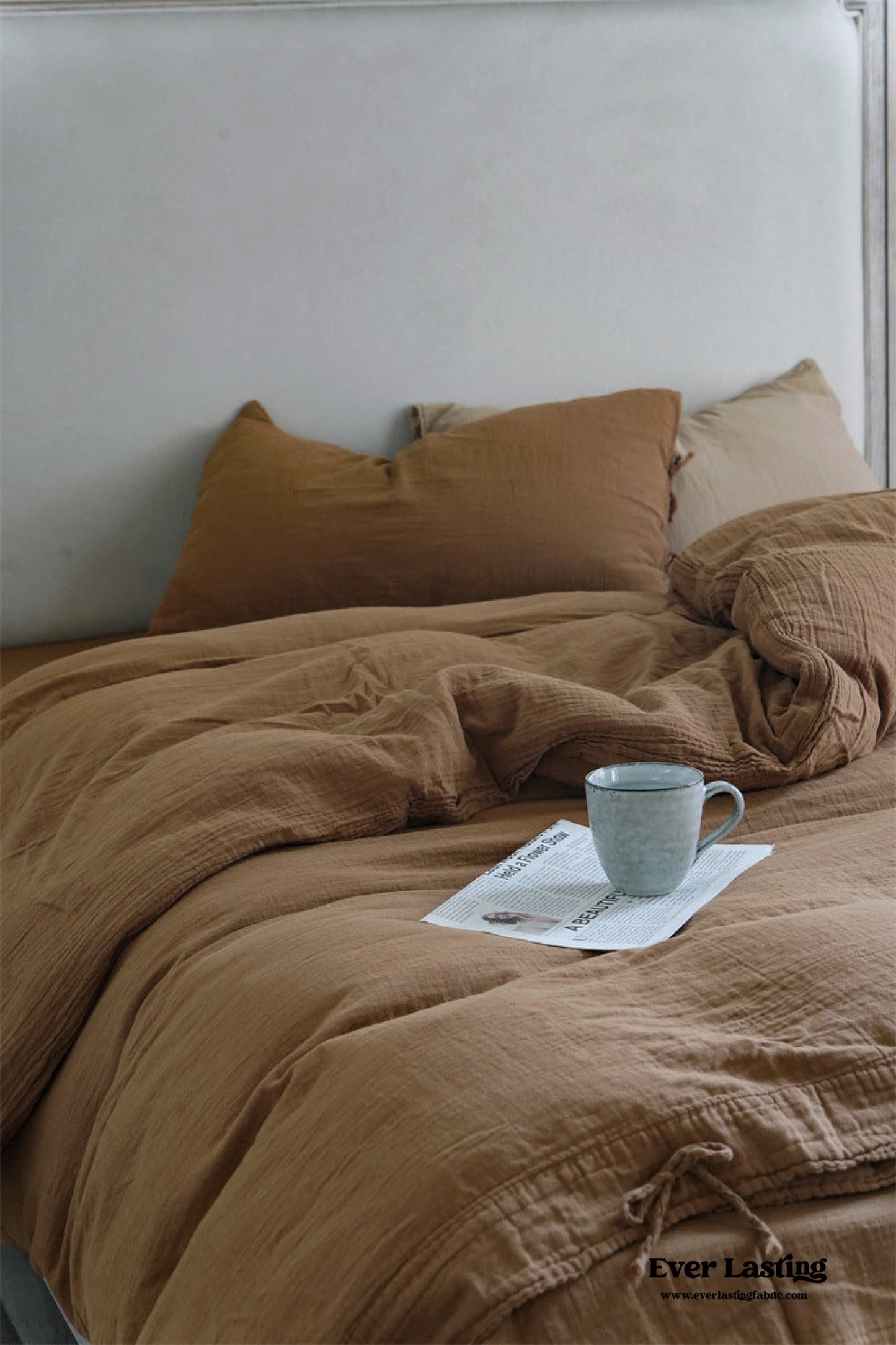 Evelyn Retro Double Gauze Bedding Set / Caramel Brown