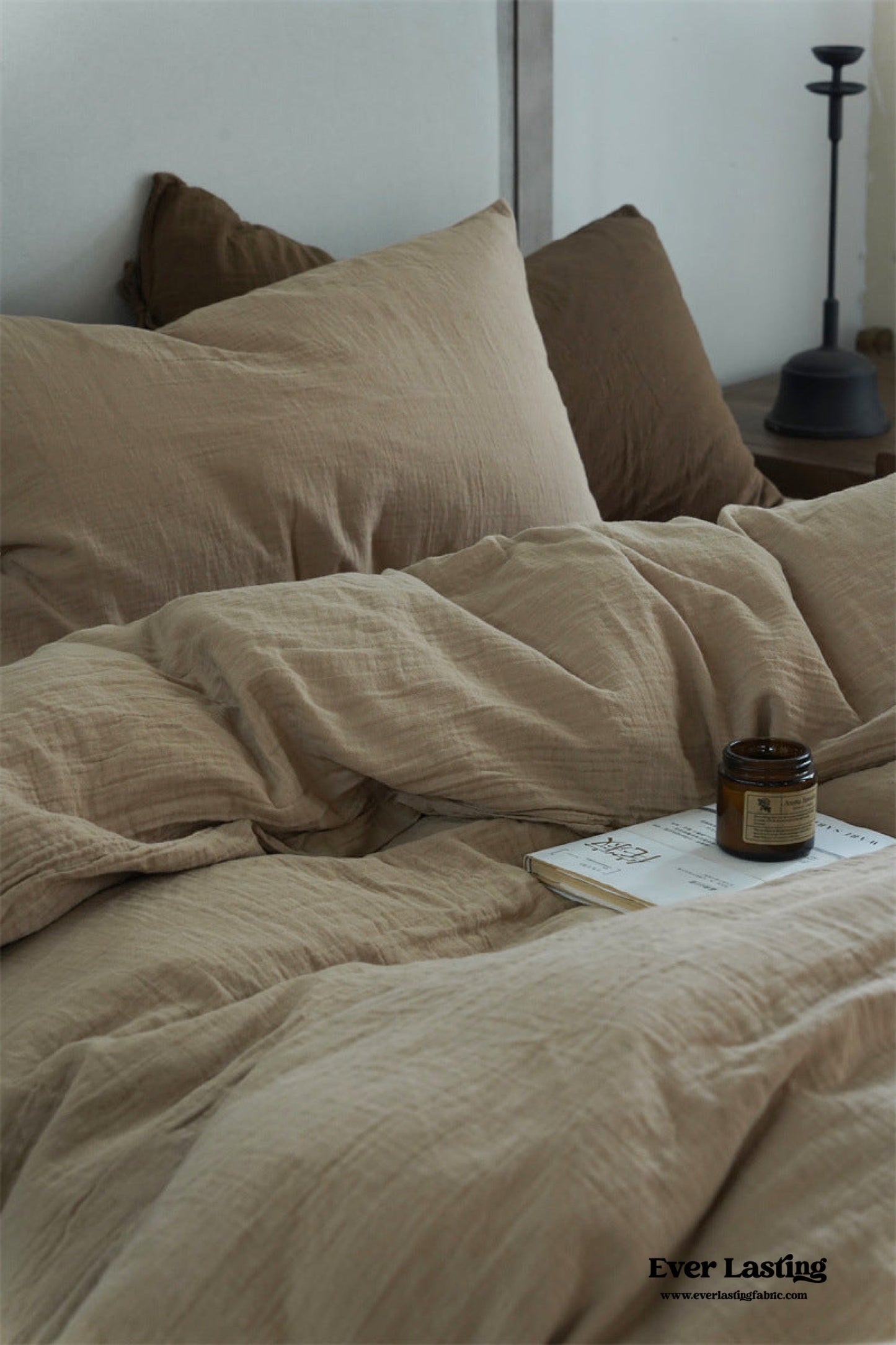 Evelyn Retro Double Gauze Bedding Set / Caramel Brown