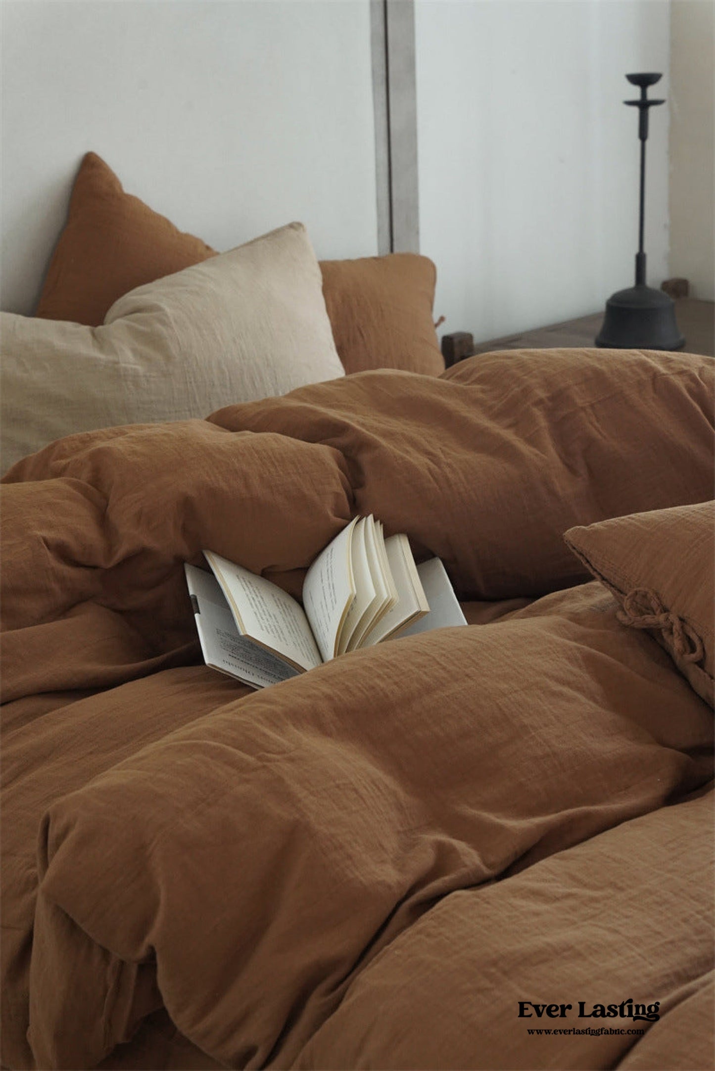 Evelyn Retro Double Gauze Bedding Set / Caramel Brown
