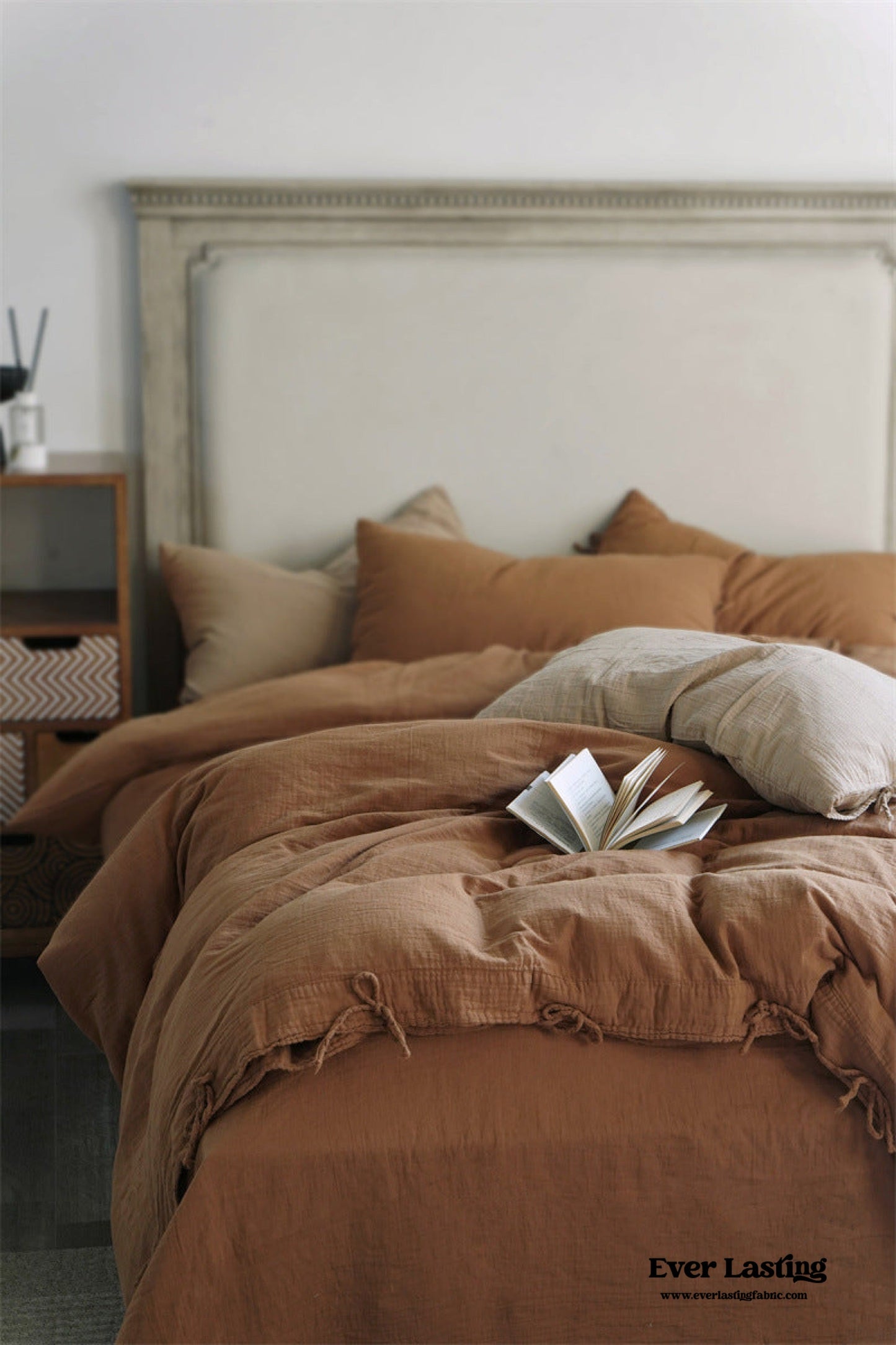 Evelyn Retro Double Gauze Bedding Set / Caramel Brown