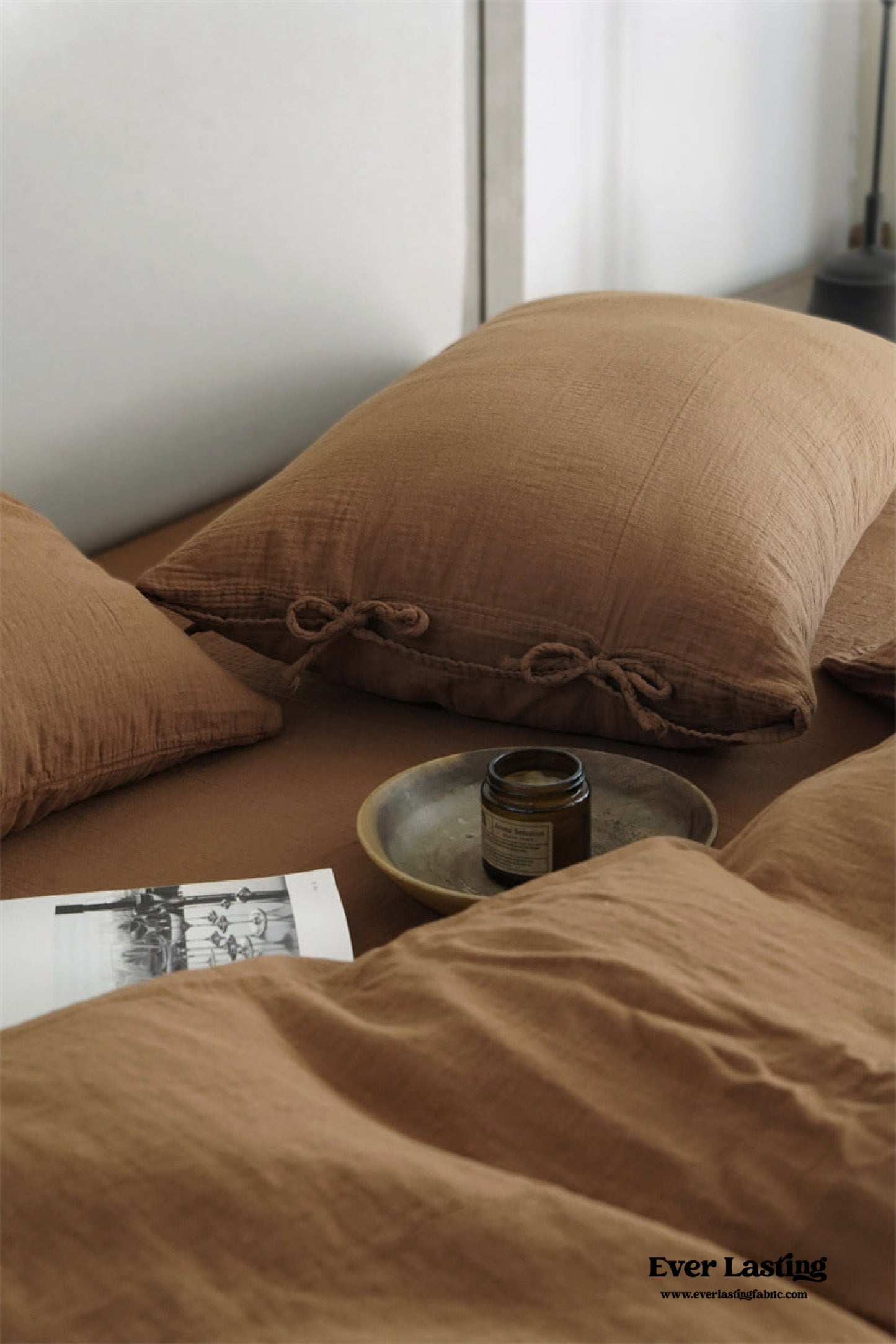 Evelyn Retro Double Gauze Bedding Set / Caramel Brown