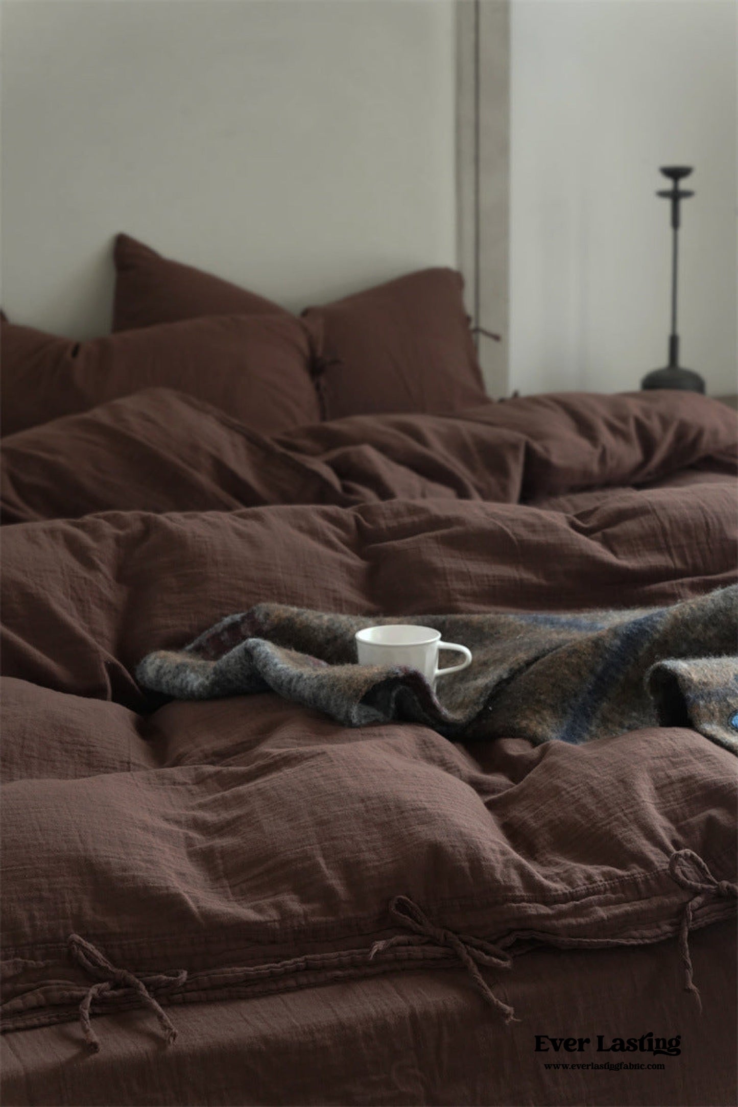 Evelyn Retro Double Gauze Bedding Set / Caramel Brown
