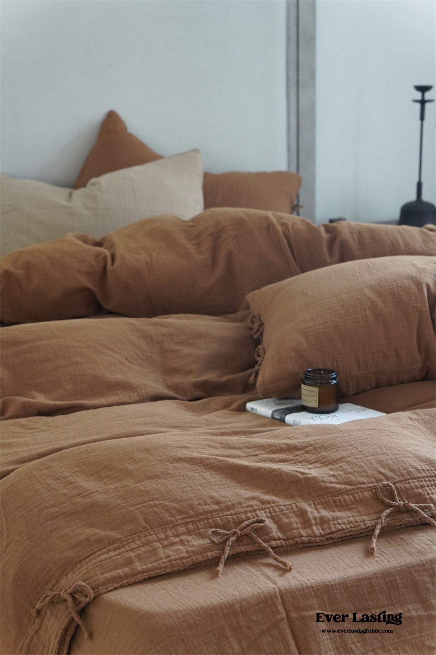 Evelyn Retro Double Gauze Bedding Set / Caramel Brown