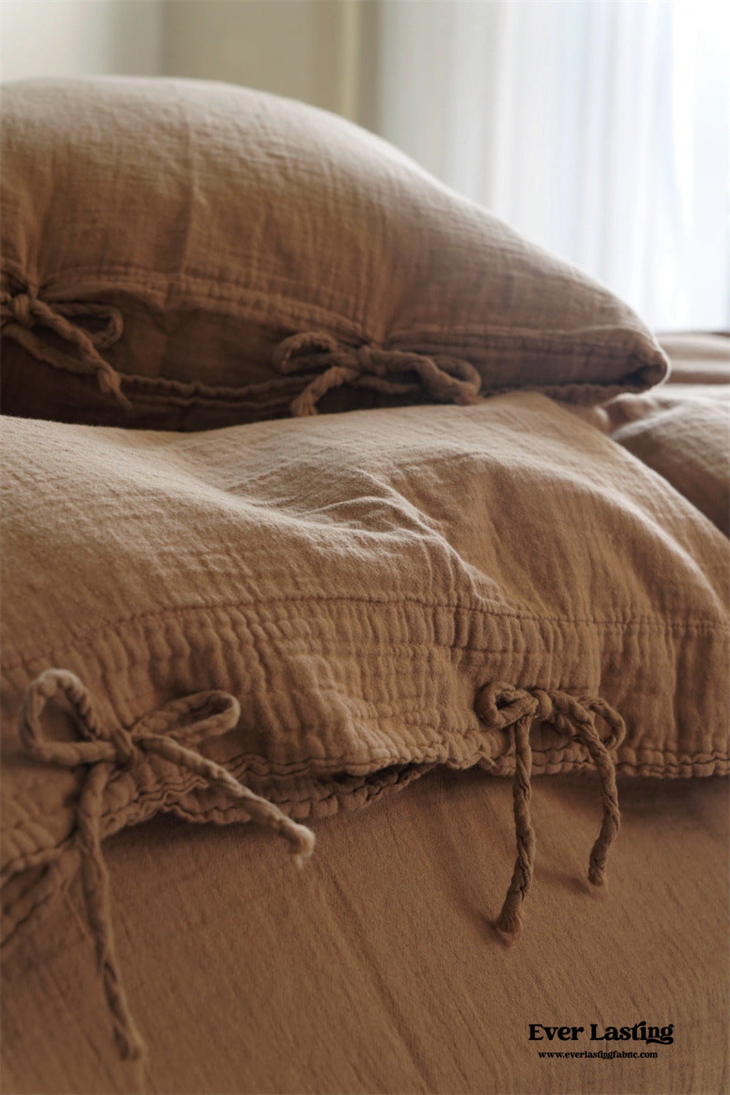 Evelyn Retro Double Gauze Bedding Set / Caramel Brown