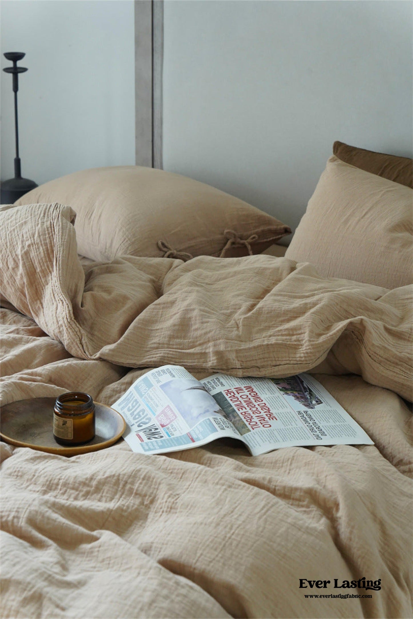 Evelyn Retro Double Gauze Bedding Set / Caramel Brown