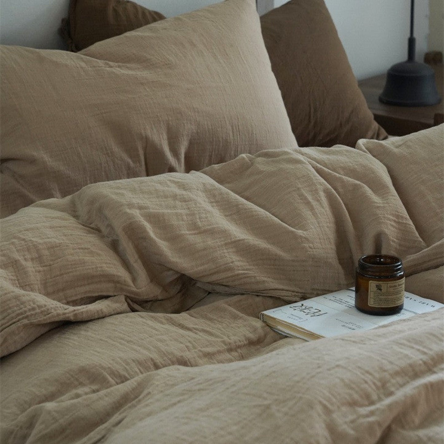 Evelyn Retro Double Gauze Bedding Set / Caramel Brown