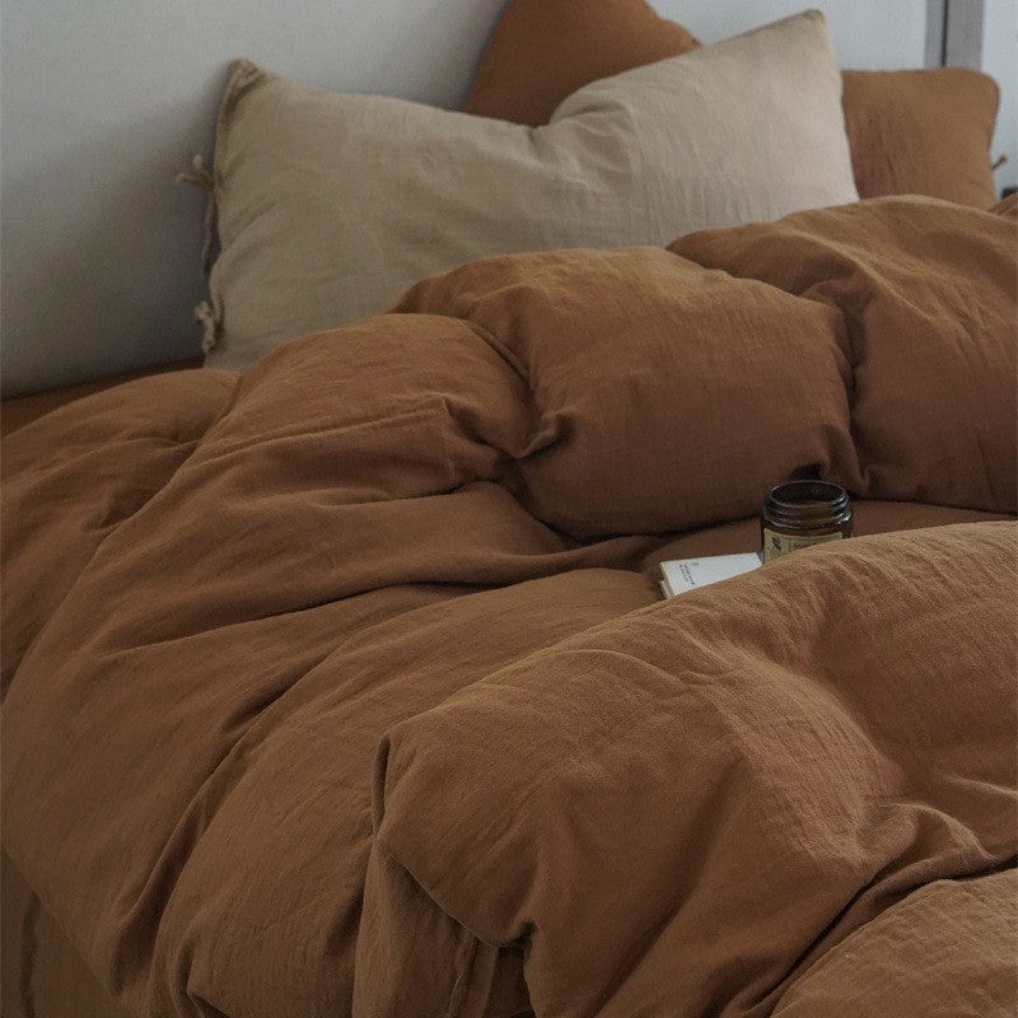 Evelyn Retro Double Gauze Bedding Set / Caramel Brown