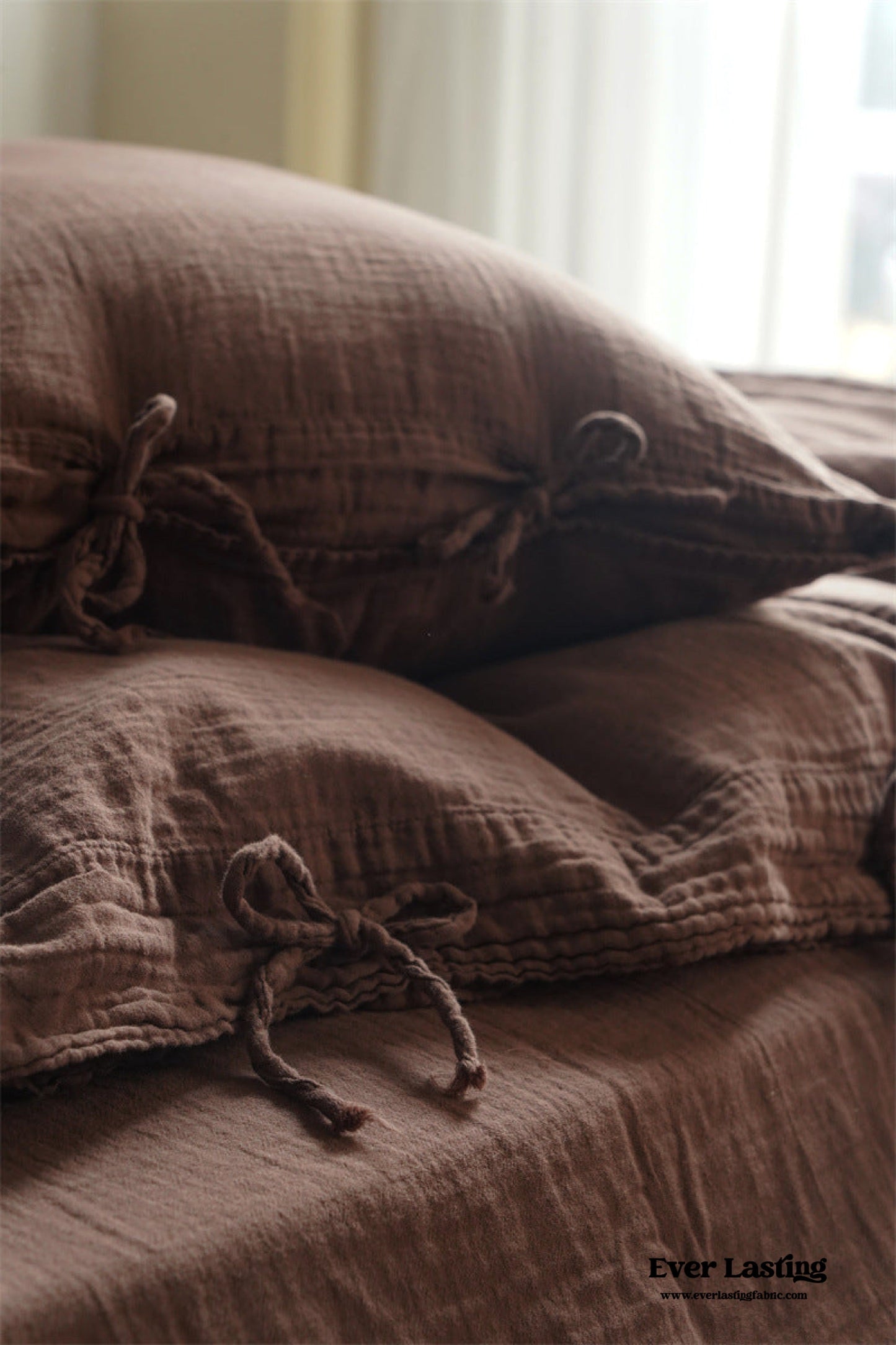 Evelyn Retro Double Gauze Bedding Set / Chestnut Brown