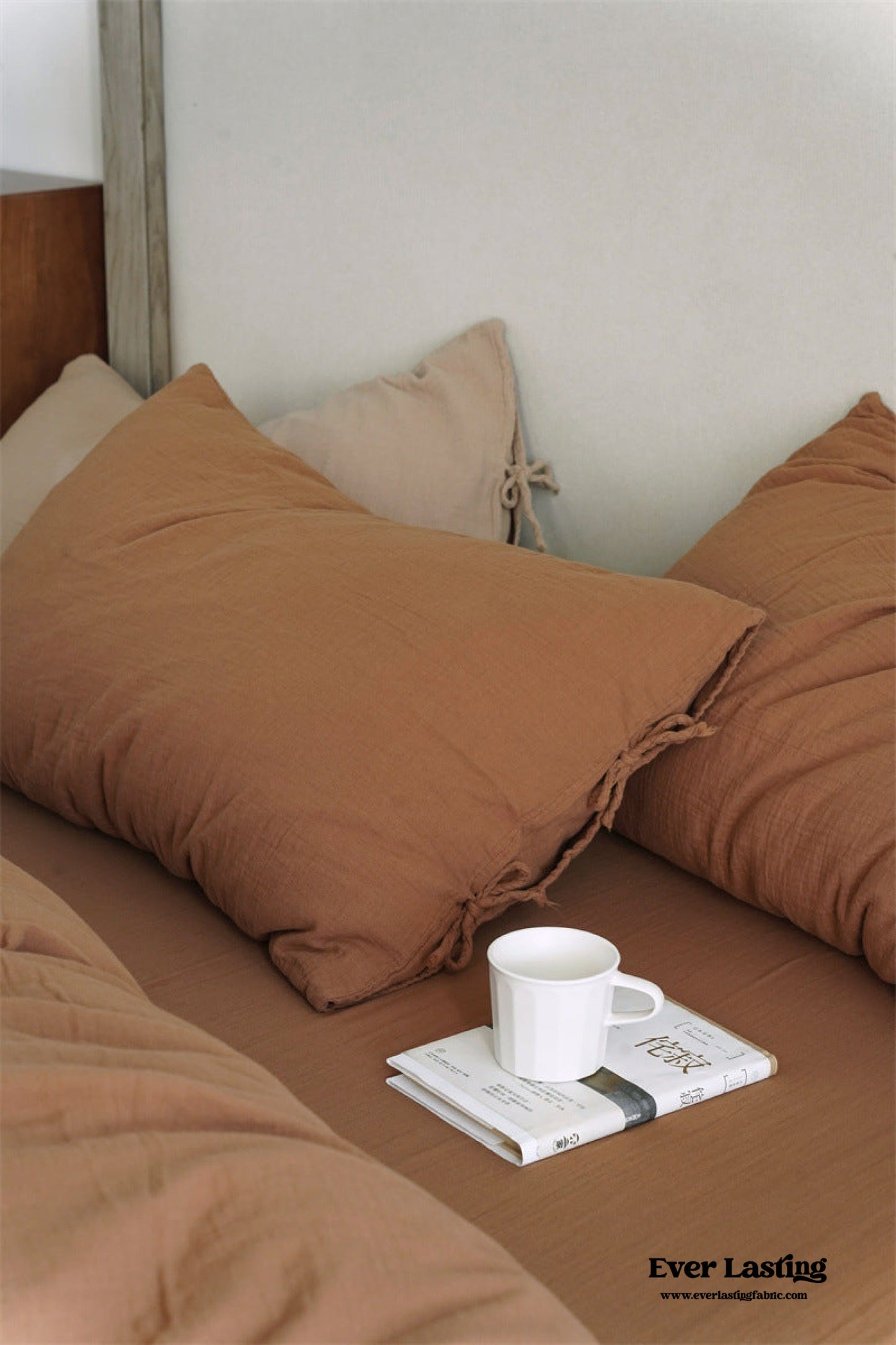 Evelyn Retro Double Gauze Bedding Set / Chestnut Brown