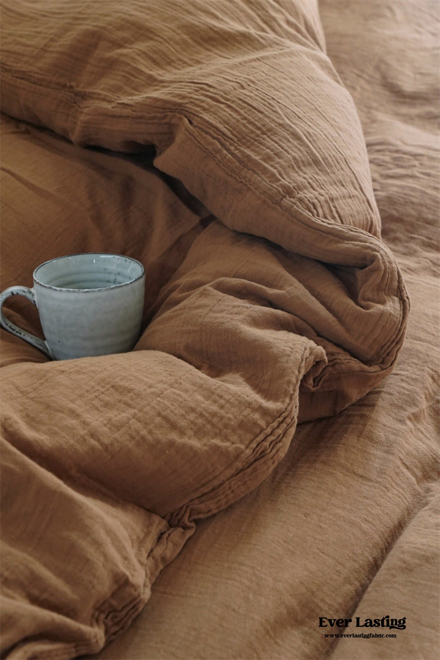 Evelyn Retro Double Gauze Bedding Set / Chestnut Brown