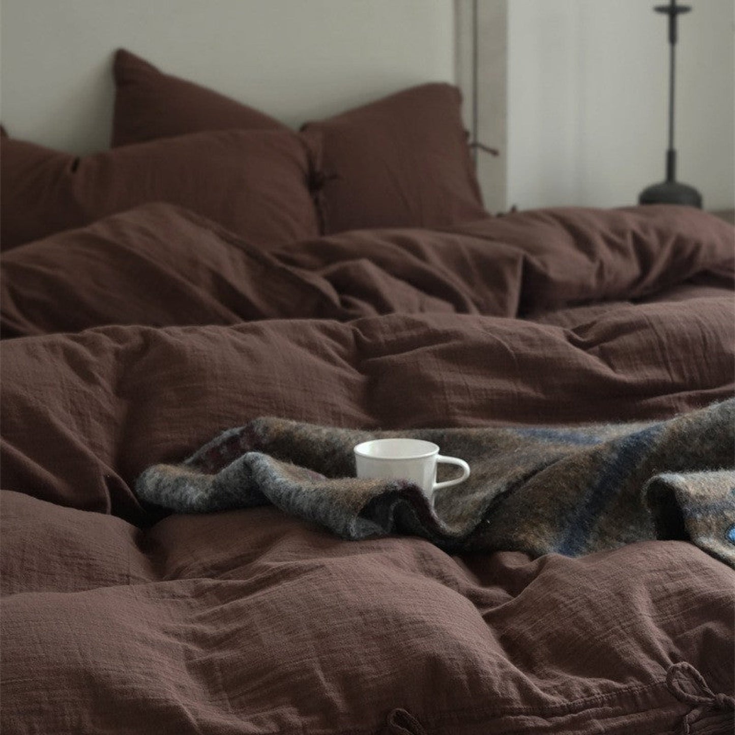 Evelyn Retro Double Gauze Bedding Set / Chestnut Brown