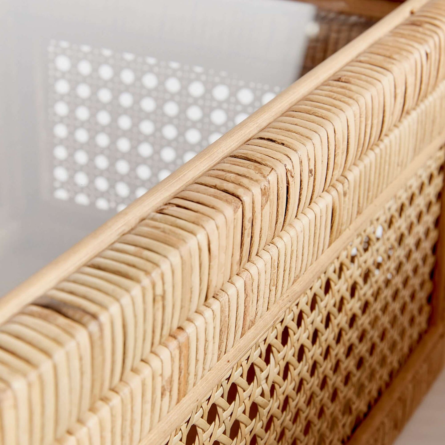 Handwoven Rattan Storage Boxes with Glass Window Lids (Set of 2)