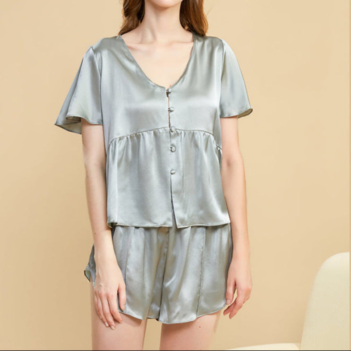 Lily Mulberry Silk Pajama Set / Cream