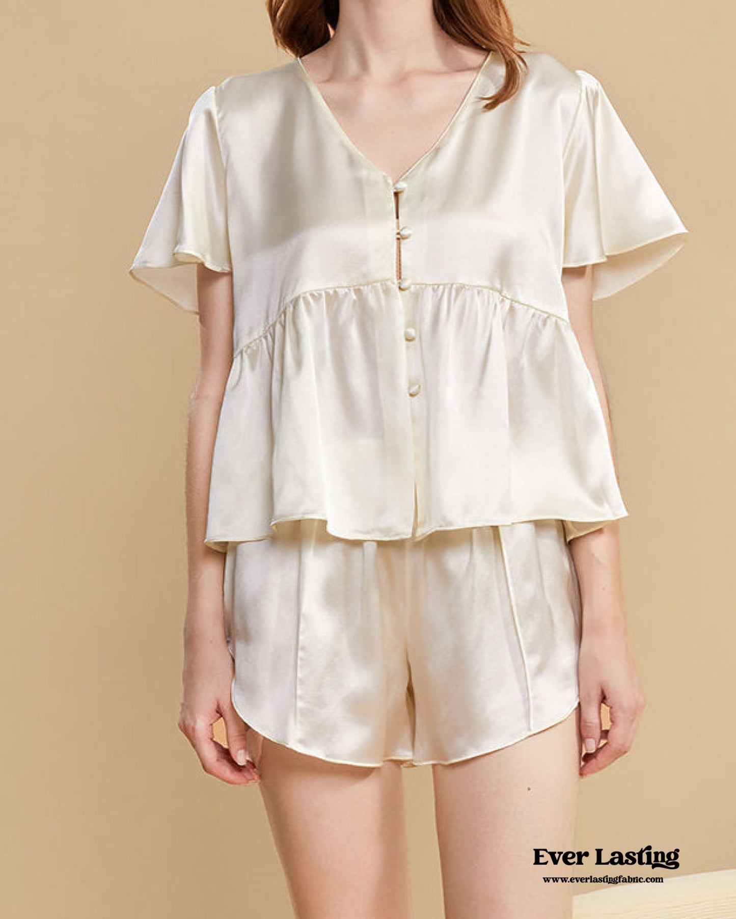 Lily Mulberry Silk Pajama Set / Cream