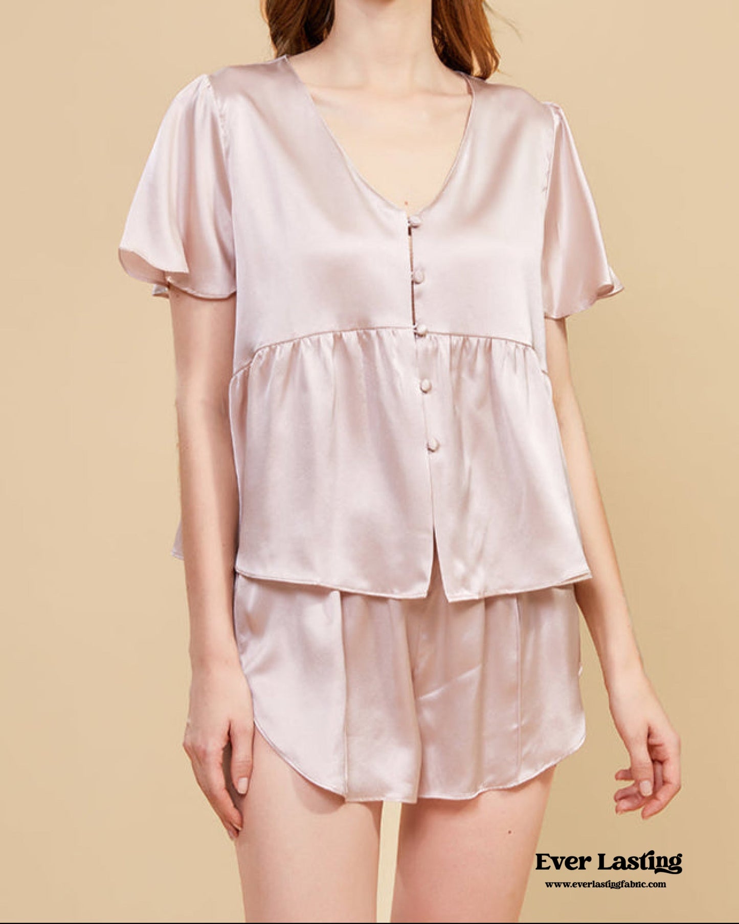 Lily Mulberry Silk Pajama Set / Cream