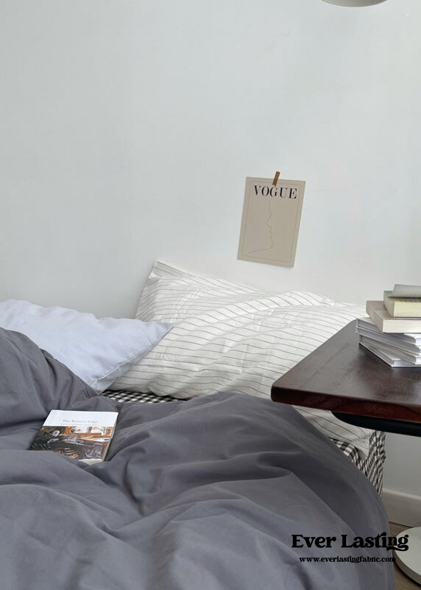 Minimal Mixed Gingham Bedding Set / Khaki