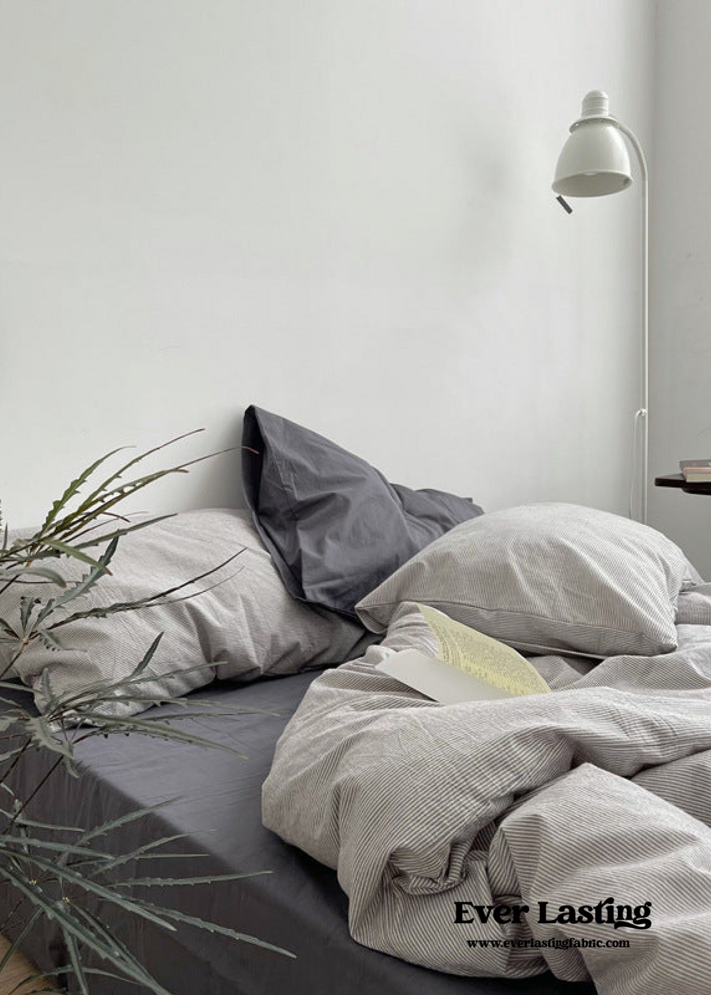 Minimal Mixed Gingham Bedding Set / Khaki