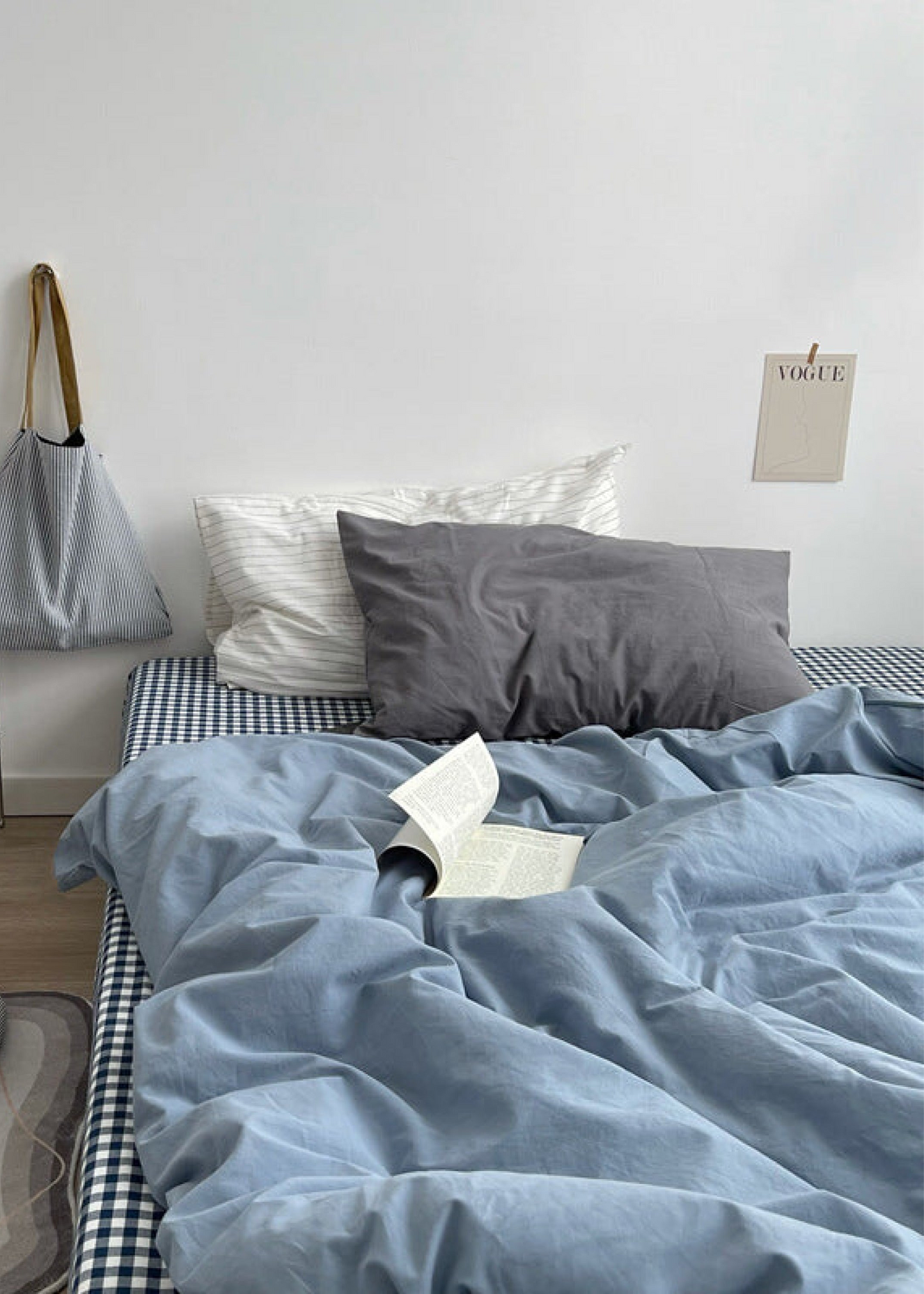 Minimal Mixed Gingham Bedding Set / Khaki