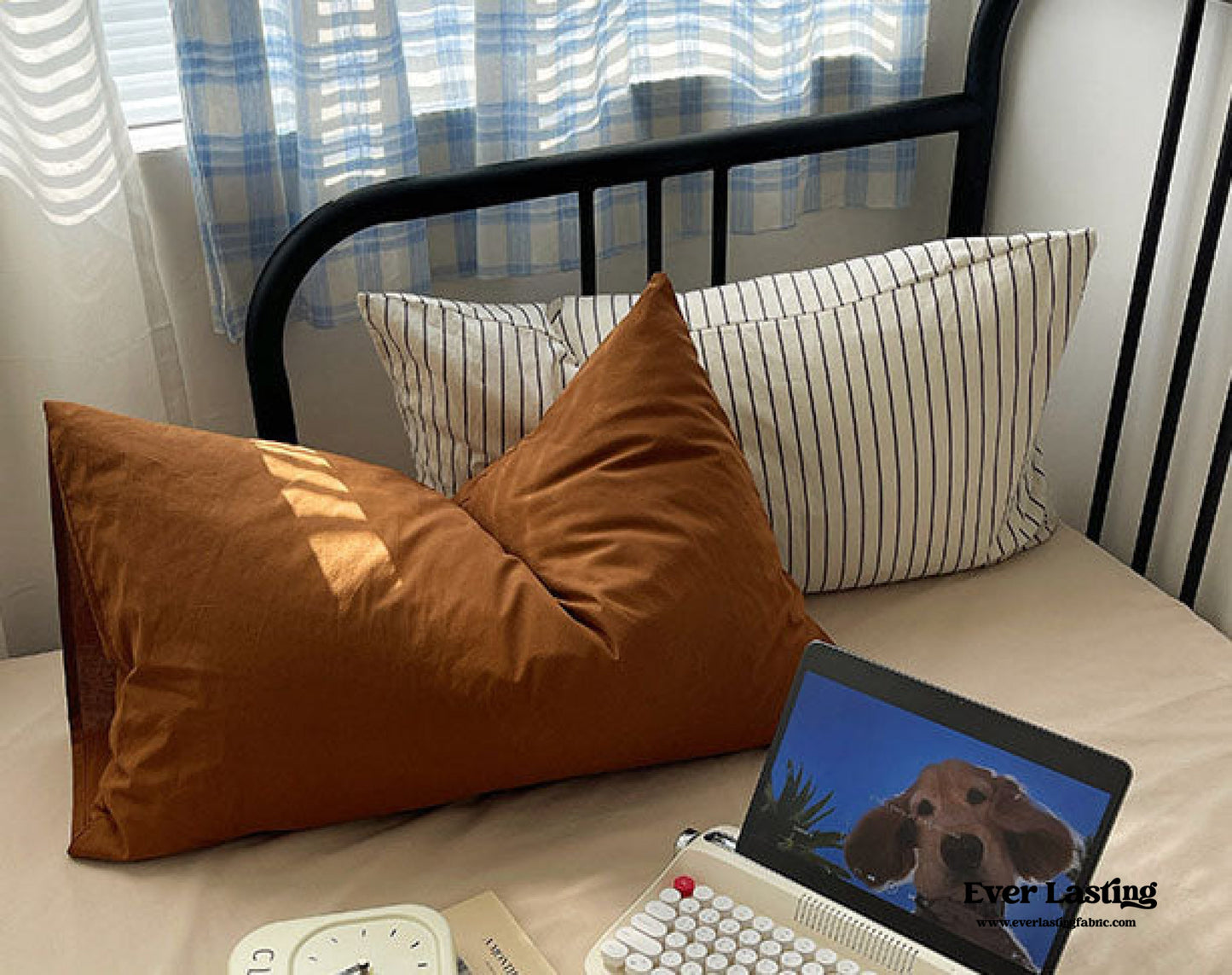 Mixed Gingham Striped Bedding Set / Black