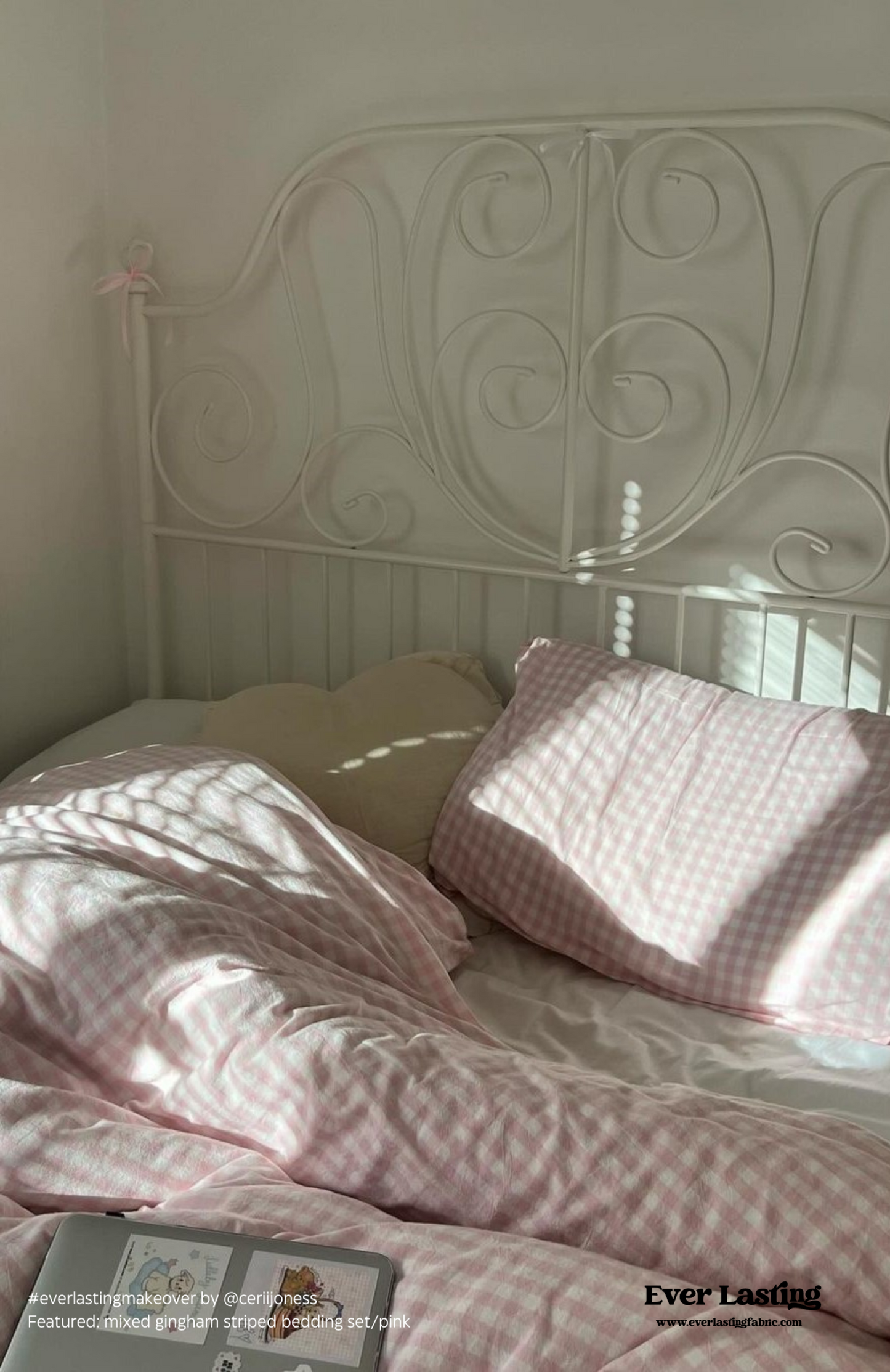 Mixed Gingham Striped Bedding Set / Black