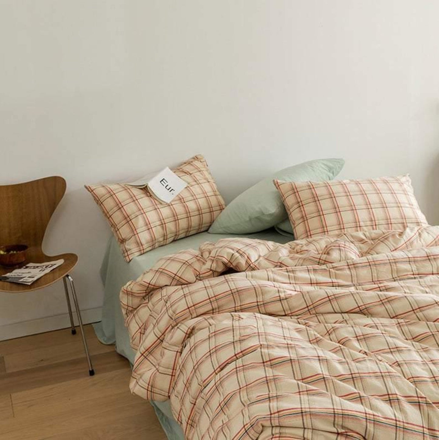 Plaid Bedding Set / Blue + Mustard