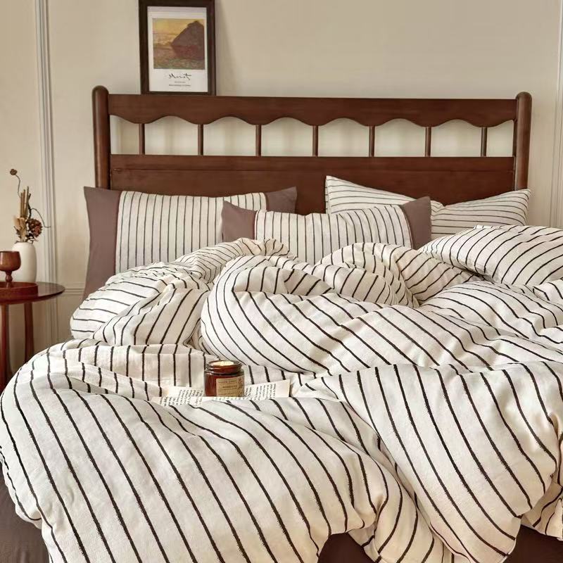 Camille French Stripe Bedding Set / Brown
