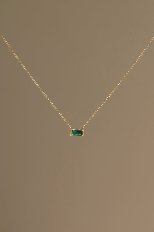 FLOATING EMERALD CZ BAGUETTE NECKLACE