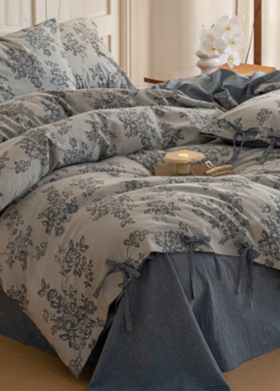 Bonnie Ribbon Bow Tie Floral Bedding Set / Brown