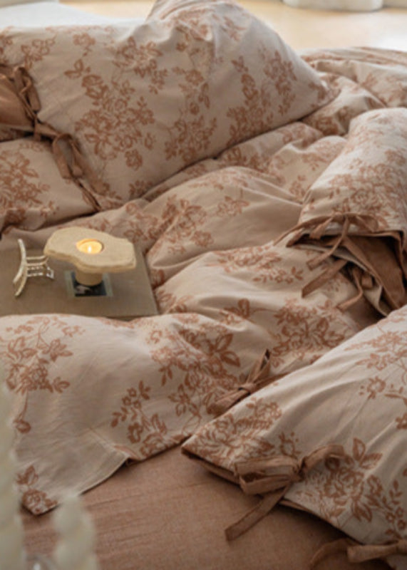 Bonnie Ribbon Bow Tie Floral Bedding Set / Light Gray