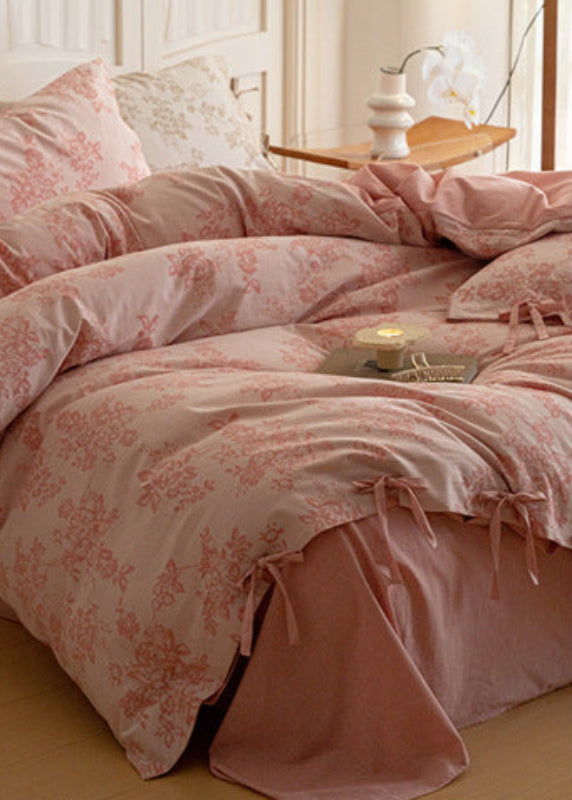 Bonnie Ribbon Bow Tie Floral Bedding Set / Light Gray