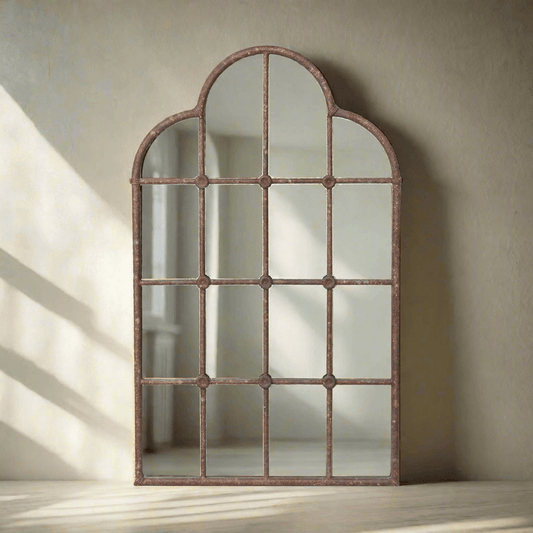 Rustic Farmhouse Iron Windowpane Mirror