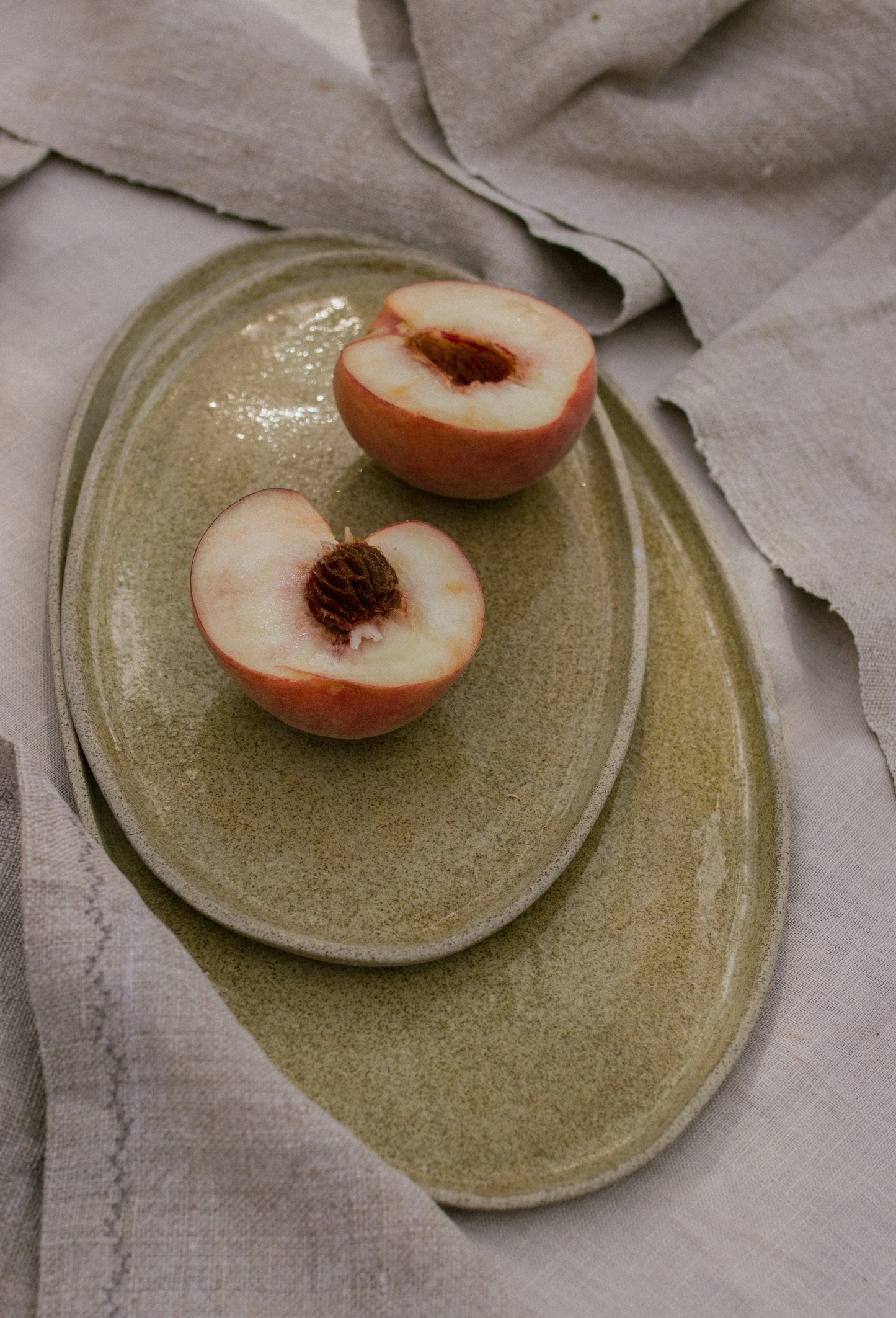 Handmade Stoneware Oval Serving Platter "Concrete"