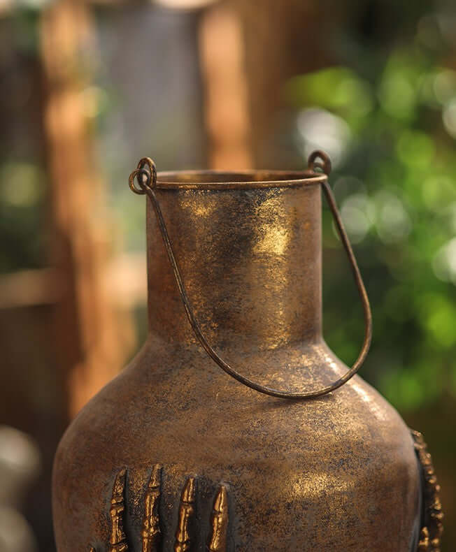 Gothic Skeleton Hands Iron Vase