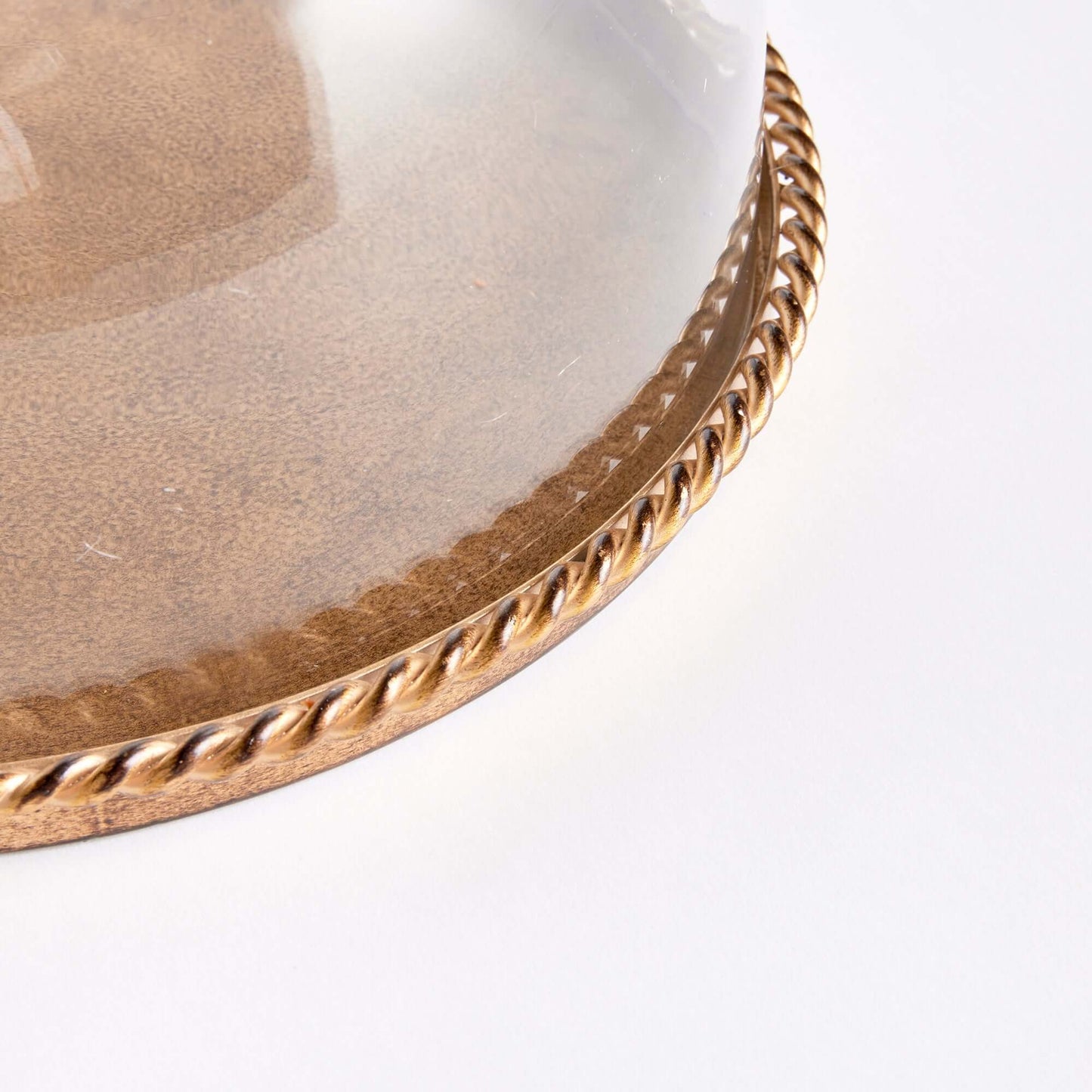 Large Vintage Glass Cloche with Gold Braided Tray