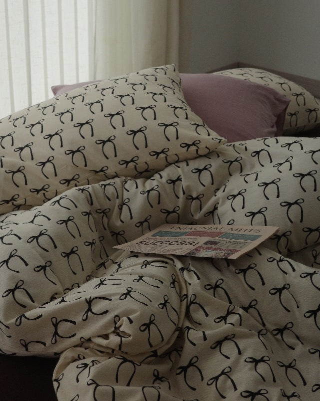 Rosemary Vintage Brown Bow Bedding Set