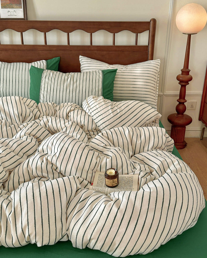 Camille French Stripe Bedding Set / Brown