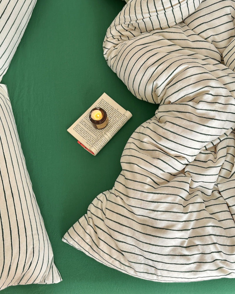Camille French Stripe Bedding Set / Brown
