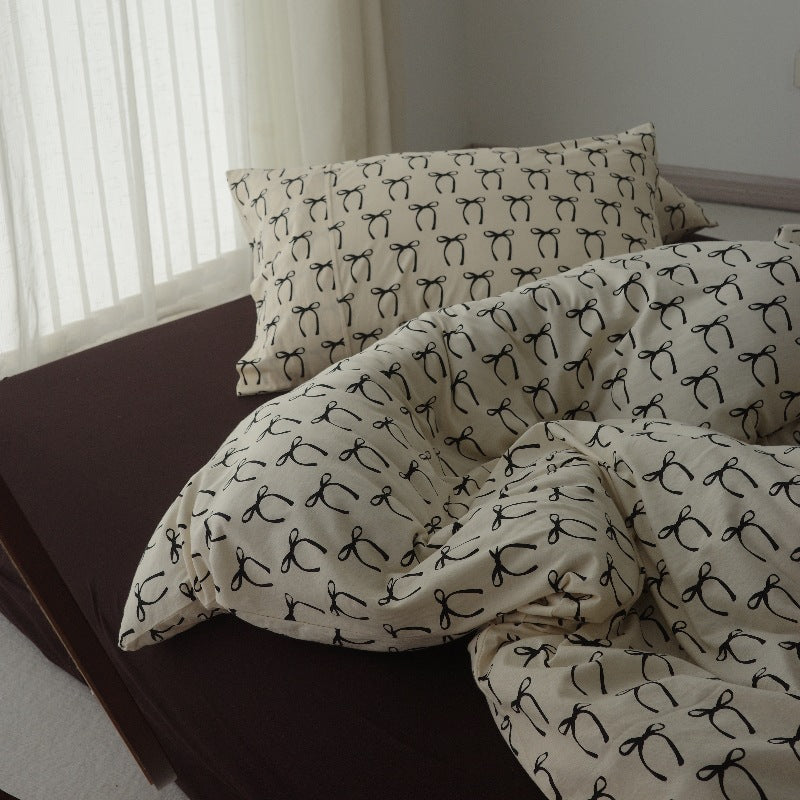 Rosemary Vintage Brown Bow Bedding Set