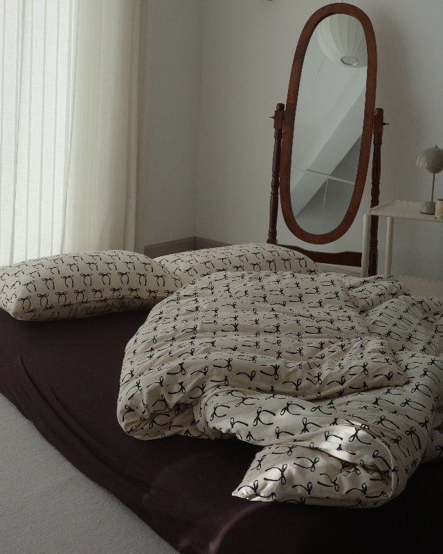 Rosemary Vintage Brown Bow Bedding Set