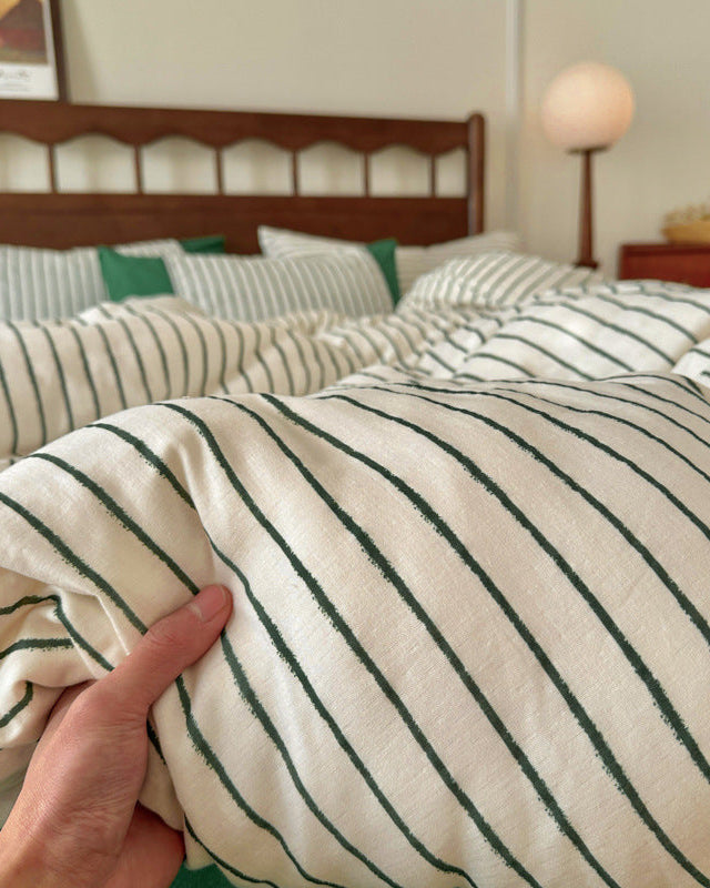 Camille French Stripe Bedding Set / Brown