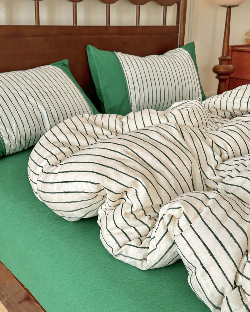 Camille French Stripe Bedding Set / Brown
