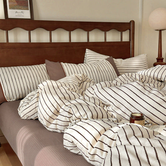 Camille French Stripe Bedding Set / Brown